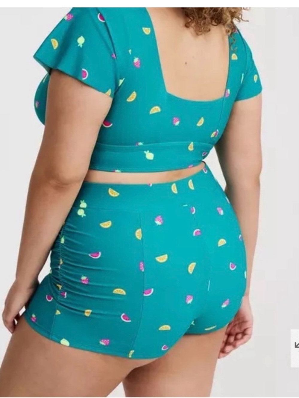 Torrid Flutter Sleeve Wireless Bikini Top and Ruched Swim Shorts SET Size 3 - Picture 2 of 9
